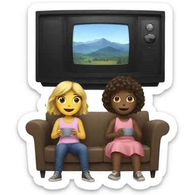 Two girls watching tv sticker