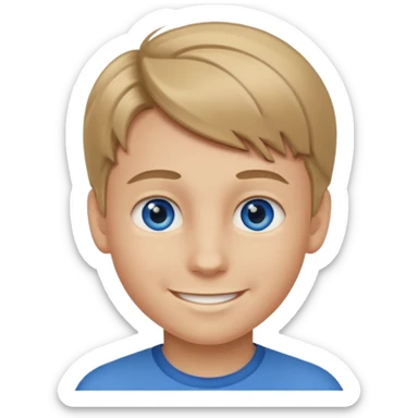 A smiling boy with really dark blonde hair sticker