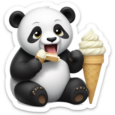 Panda eating ice cream sticker