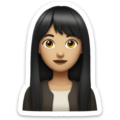 girl with long black hair and fringe sticker