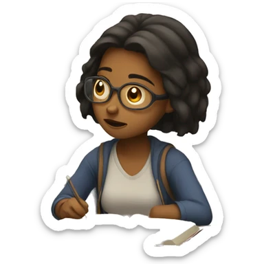 girl studying while looking tired sticker