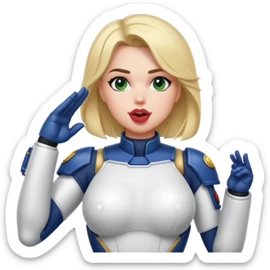 woman space marine in bodysuit salutes tongue out sticker