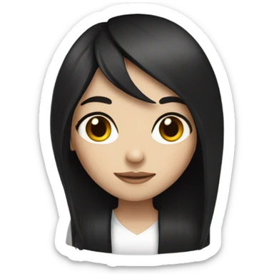 Straight black hair, white skin, slightly slant eye girl sticker