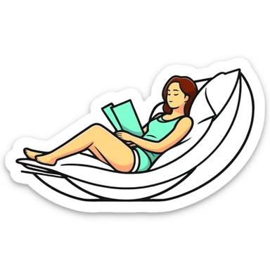 woman practicing self care, relaxing sticker