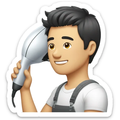 Asian man do Hair drying sticker