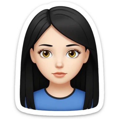 White girl with black strait hair sticker