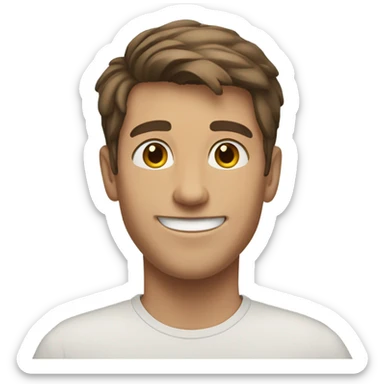 caucassian young man with short brown hair smiles sticker