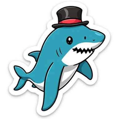 shark wearing a top hat sticker