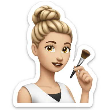 White girl with a slick back bun and a brush in her hand sticker
