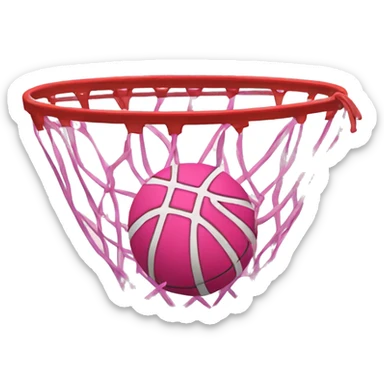 pink basketball in net sticker