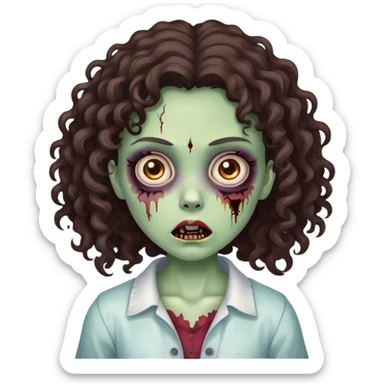 girl zombie with dark Brown curly hair  sticker