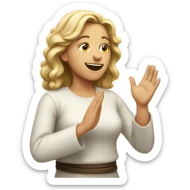 White Woman praising god sticker