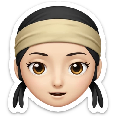 ninja face emoji style, big eyes, headband, winking, no cup shape sticker