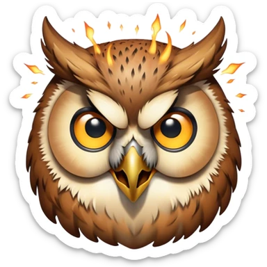 Un búho con la cabeza explotando  sticker