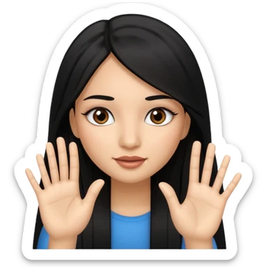 latina girl with straight long hair thats black memoji with nail no lipstick thats a baddie with lashes with 5 fingers sticker