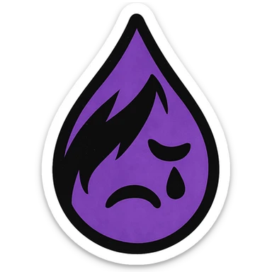 emo style black and purple teardrop, no background sticker