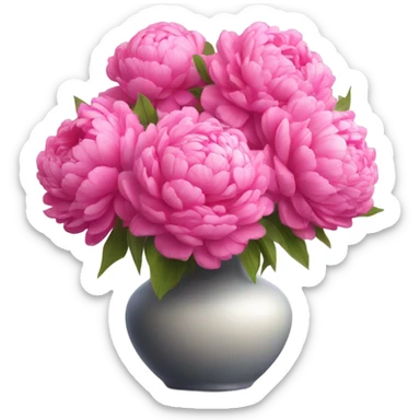 Realistic Bright pink pions in vase sticker
