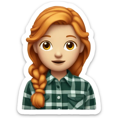 ginger girl wearing plaid shirt with a scar on the right side of her face sticker