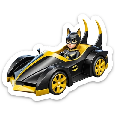 Hot wheels cartoons BatGirl’s stealth retro cat burglar sporty futuristic pursuit mobile two seater car (reclined seating position) sticker