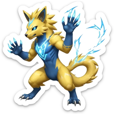 WereGarurumon-Manectric-Zeraora-fusion (full body) sticker