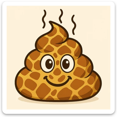 Make the poo with giraffe pattern smile and look more like a traditional emoji face (big eyes, friendly smile, simple features) sticker