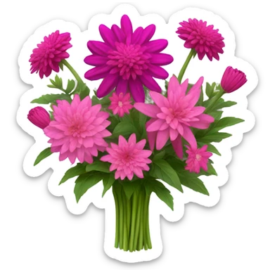 Flower bouquet with pink, fuchsia dalias sticker