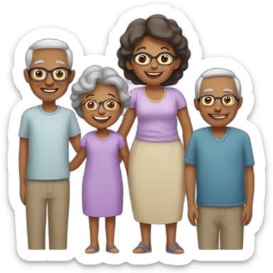 family of 3 with grandchildr and 2 grandparents sticker