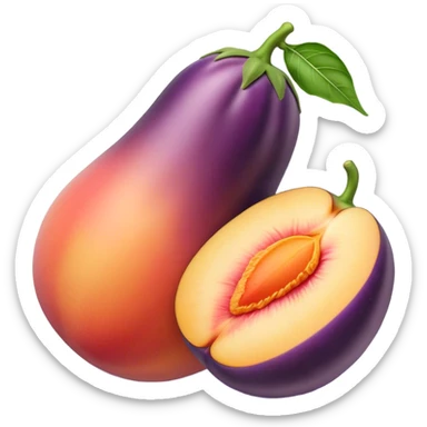 One peach One eggplant on top of each other  sticker