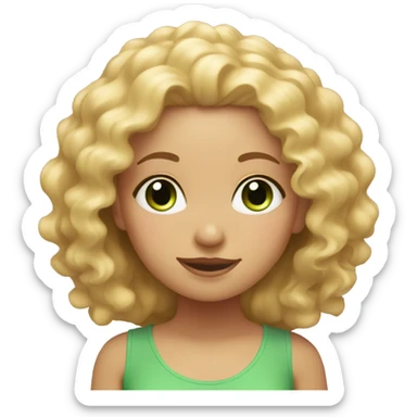 Pink yoga girl with blonde curly hair and green eyes sticker