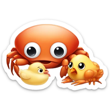 sea crab loves a baby chicken sticker