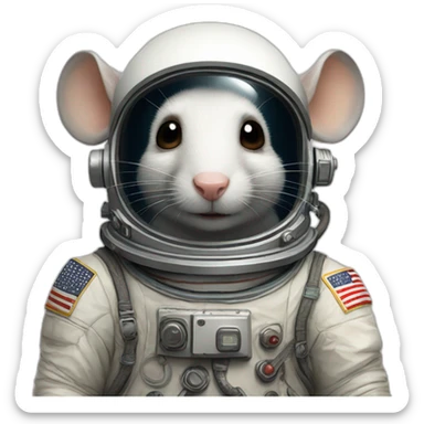 astronaut old rat realistic sticker