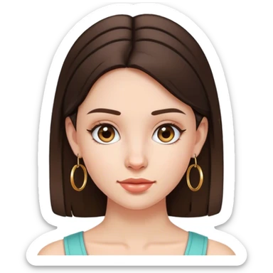 brunette girl with hoop earrings  sticker