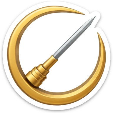 A very long carpenters nail that is gold bent into the shape of a circle  sticker