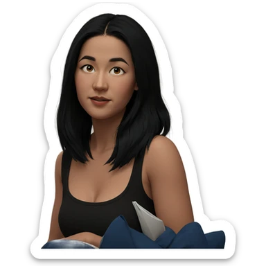 girl with black hair indoors sticker