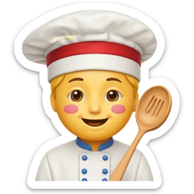 Classic kissing emoji with a chefs hat sticker