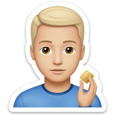 a man with a small AI chip next to him sticker