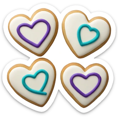 Cookie heart with teal purple ribbon loop sticker