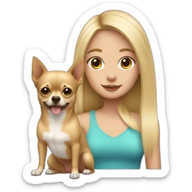 Blonde long hair girl and 2 chihuahuas sticker