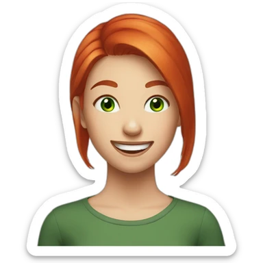 a girl with green eyes and red hair laughs loudly sticker