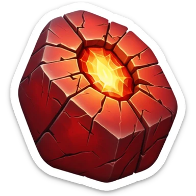 magical stone red bright light shine through cracks sticker