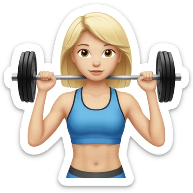 starkes, blondes Mädchen, das stolz im Fitnessstudio steht, sportliche Pose sticker