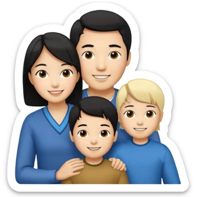 Family korean male x blonde female + black hair kid sticker