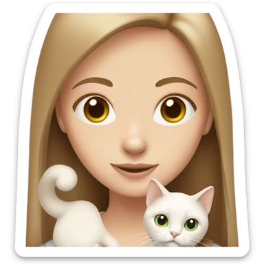  a girl with straight light brown hair with her white Siamese cat sticker