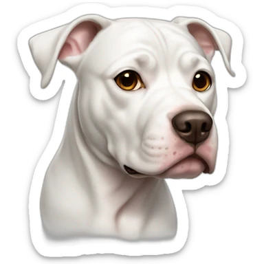 white pitbull dog with brown spots in the eyes sticker