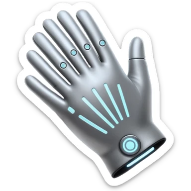 Minimal emoji of a futuristic nano-tech glove with subtle glowing lines, flat sci-fi wearable icon sticker