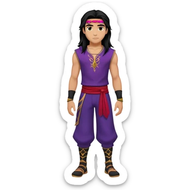 Jay from Descendants, long dark hair, athletic outfit, son of Jafar sticker