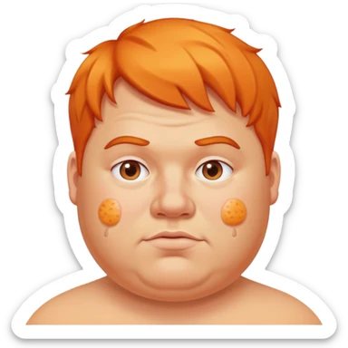 fat man with orange hair and acne sticker