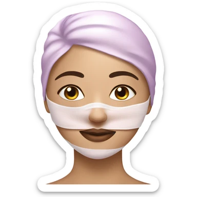 Lady with light pueple face mask spa beauty full face relaxing sticker