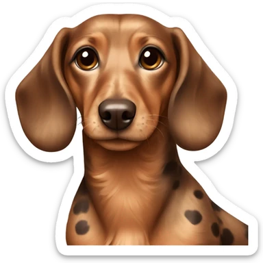 cute furry dachshund light brown with big dark brown spots showing full body sticker