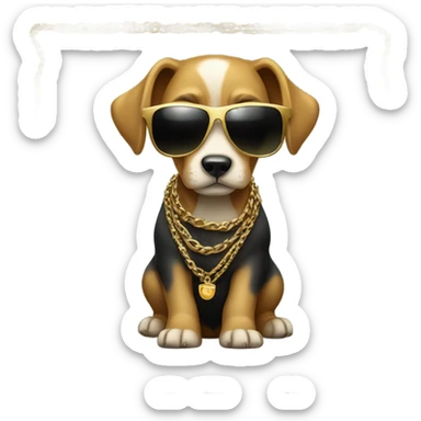 Dog wearing sunglasses and gold chains sticker